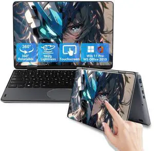 BINHENGLON 11-inch Touchscreen 2-in-1 Convertible Laptop,Celeron N100(Up to 3.4GHz),Win 11,16GB DDR4,1920 * 1200 IPS,Backlit Keyboard,Side Button Power on,Oval Touchpad(Gray, 16GB+256GB SSD).