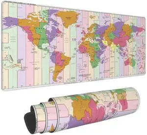World Map Mouse Pad  Large Desk Mat with Non-Slip Rubber Base, 31.5 X 11.8in Gaming Mousepad for Laptop Pc, Office Accessories and Desktop Decor