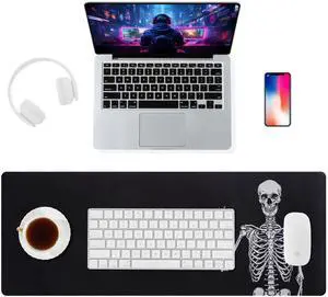 ALOANES Waterproof Mouse Pad with Durable Stitched Edge, XXXL Gaming Keyboard Pad, Non-Slip Rubber Base, Extended Desk pad for Gamer, Office & Home, Right Skeleton Mousepad 35.4''x 15.7''x 0.12''