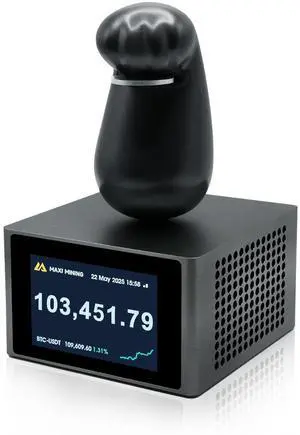 Bitcoins Miner Maxi Miner Paw| First BTC Miner with Real-Time BTC Price Tracker & Asic Crypto Miner with Solo Mode | 1Th/s, 25W Low Noise, Artistic Home/Office Mining