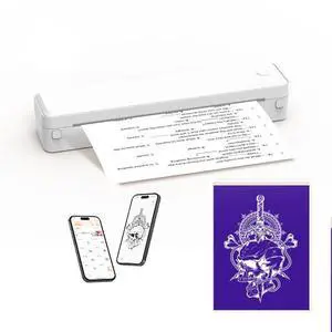 AOMCHENG Portable Thermal Printer Wireless for Travel, Bluetooth Inkless Tattoo Stencil Printer, Supports 8.5x11 US Letter, Compatible with iOS, Android, Mac, Windows,Home,Office