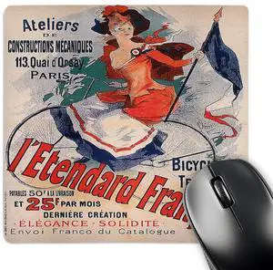 3dRose LLC 8 x 8 x 0.25 Inches Ateliers Bicyclettes Et Tricycles Paris France Bicycle Advertising Poster Mouse Pad (mp_153384_1)