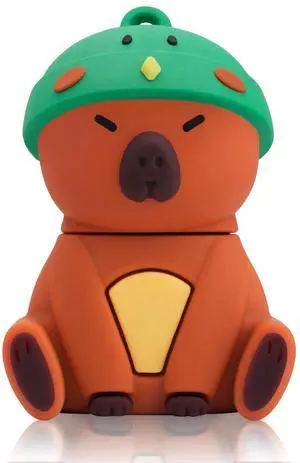 leizhan USB Flash Drive 64GB USB-Pen-Drive Cute Capybara Design Memory Stick Suitable Gifts for Children Students - Kingfisher Hat