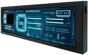 VSDISPLAY 8.8 Inch LCD Monitor 1920x480 IPS Screen Built-in Theme Editor as Computer PC Sensor Panel Temperature CPU GPU RAM Data Monitoring Secondary Display,Black