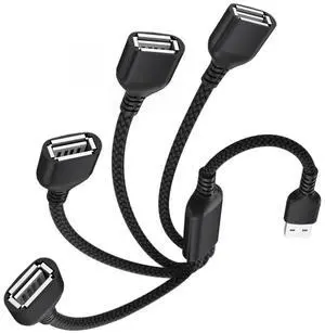Elebase USB Splitter 1 in 4 Out 3.3FT,USBA Charger Sp-Litter,Multi Port USB Y Cable,USBA Extension Splitter Cord,Multiport Data Charging Split Adapter for PC,TV,MacBook,Laptop,2/3 Out
