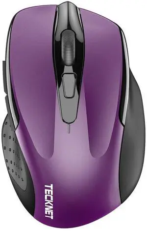 TECKNET Wireless Mouse (2.4G & BT5.0/3.0) Silent 4800 DPI Computer USB A & Bluetooth Mouse 6 Buttons, Wide Compatibility - Purple