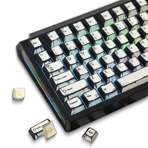 Retro PBT Keycaps - White 137 Keycaps Set for Full Size Mechanical Keyboard (Typing,Gaming or Anime Themed),Shine Through Side Printed Backlit Key Caps (Cherry,Doubleshot,MX,100% 75% 65% 60%)