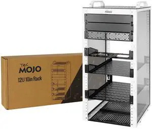 Tecmojo 12U Network Rack, 10 inch Mini Server Rack with 2 Side Translucent Panels & 2 Top Handles, 10.23 inch Deep, for 10 inch IT Equipment & A/V Devices, White