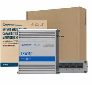 Teltonika Switch TSW110 L2 Unmanaged Ethernet Switch - 5 Port Gigabit Switch with High Speeds Up to 1000 Mbps - Network Switch Work with 10/100/1000 Mbps - 10 Gbps Bandwidth - Durable Aluminum Housing