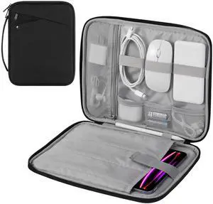 MoKo 12.9 Inch Tablet Sleeve Carrying Case with Handle, Padded Protective Travel Bag for 13 Inch New iPad Pro M4 & Air M2 2024, iPad Pro 12.9 M2&M1, Galaxy Tab S9/S8 Plus 12.4" 2023/2022, Black