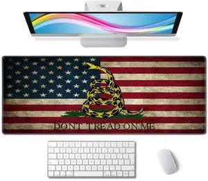Extended Gaming Mouse Pad Big, Don't Tread On Me American Us Flag Retro Long Mouse Pad Large, 31.5x11.8in Non-Slip Rubber Base Mousepad, Stitched Edges Keyboard Mouse Mat Desk Pad