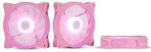 120mm Pink LED Quiet 12V PC Computer Gaming Cooling Fan with Triple-Light Loop for PC/CPU/Case Cooling (3-Pack)
