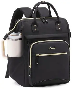 LOVEVOOK Laptop Backpack for Women Work Bag with Large Capacity Cup Side Pocket, 15.6 Inch Waterproof Computer Backpacks Purse, College Bookbag for School, Business, Teacher, Travel