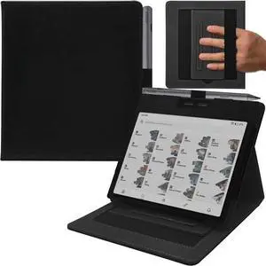 GOVTVA Double Stand Case for 7'' Onyx Boox Go 7 / Boox Tablet Go Color 7 (Gen II/Gen I 2025/2024) /Boox Page Cover with Elastic Pen Holder/Auto Sleep&Wake/Double Hand Strap (Black)