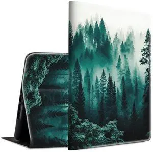 BFSEROBJ Case for All-New Fire 7 Tablet Case 7" 12th Generation 2022 Release Lightweight Smart Cover PU Leather Adjustable Stand Protective Cover with Auto Wake/Sleep - Green Forest