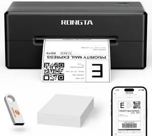 Rongta 4x6 Bluetooth Thermal Shipping Label Printer, Wireless Shipping Label Maker for Amazon FBA, Ebay, Shopify, FedEx | Compatible with Windows/Mac/Android/iOS (Black)