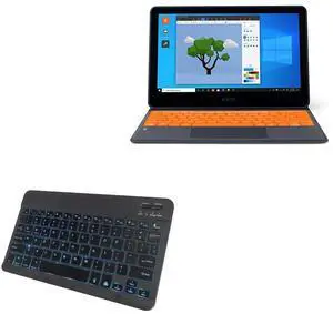 BoxWave Keyboard Compatible with Kano PC Touchscreen Laptop and Tablet 1110-01 (11.6 in) - SlimKeys Bluetooth Keyboard - with Backlight, Portable Slim LED 7 Colors - Jet Black
