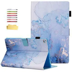 UUcovers Kindle Fire HD 10 2019/2017 Tablet Case 9th/7th Generation, Smart PU Leather TPU Back Folio Stand Cover with Card Slots Pencil Holder [Auto Wake/Sleep] for Amazon Fire HD 10.1", Gold Marble