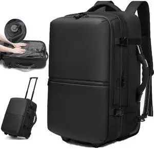 Visnalefry 21" Vacuum Compression Backpack with Wheels, Expandable, Waterproof, Carry On Travel, Laptop Bag, Flight Approved Luggage Rolling Suitcase Backpacks(Built-in Vacuum Backpack with wheels)