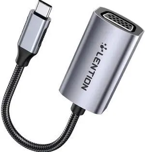LENTION USB C to VGA Adapter,Type C to VGA Monitor Converter Compatible 2023-2016 MacBook Pro 13/15/16,New iPad/Surface/Mac Air,Surface,iPad,Chromebook,Dell XPS,Phone,More(CU606,Gray)