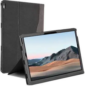 Suitable for Microsoft Surface Book 3/2/1 13.5-inch Protective case, Single Screen Protective Leather case, PU Shell Screen Part Protective Cover with Bracket and Non-Slip Shell (Dark Gray, 13.5)