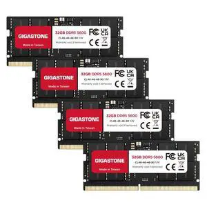 DDR5 RAM Laptop Only GIGASTONE 128GB Kit (4x32GB) DDR5 5600MHz PC5-44800 CL 46-46-46-90 1.1V SODIMM 262 Pin Unbuffered Non ECC High Performance Notebook Memory Upgrade