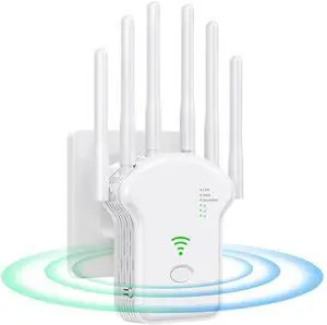 Generic WiFi Extender, 6 Antenna 360 Coverage, Ultra Stable WiFi Repeater, Up to 11,800 sq. ft., 2 Ethernet Ports (Male)