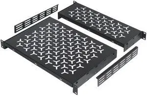 OCEANHUG 1U Rack Shelves (2-Pack), 1 PCS 6" Deep Cantilever & 1 PCS 12" Deep Cantilever, with Optional Joints to Combine as One Full Size Server Rack Shelf