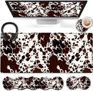 Ergonomic Memory Foam Keyboard Wrist Rest and Large Gaming Mouse Pad with Non-Slip Base, for Home Laptop Office Desk Pad,31.5x11.8 Big Desk Mat Irregular Brown Spots Mouse Pad with Wrist Supprot