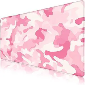 Minimalist Mouse Pad  Extra Large Non-Slip Desk Mat for Computer, Laptop & Keyboard - 31.5"x15.7", Non-Slip Rubber Base, Water-Resistant Surface, Extended Mousepad for Gamers & Office (Pink Camo)