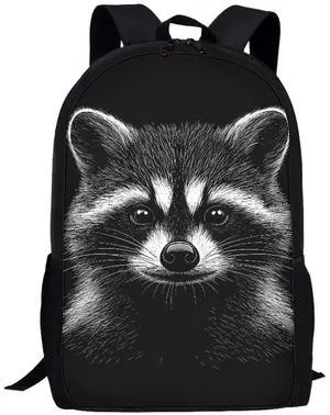 Mumeson Animal Raccoon Print Schoolbags Lightweight Back to School Supplies Bookbags Laptop Backpack Large 17 Inches Backpack Daypack