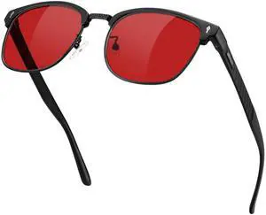 BIRCEN Blue Light Gaming Glasses: Al-Mg Metal Red Bluelight Blocking Slepping Glasses for Men Women Anti Eyestrain on Computer & Home