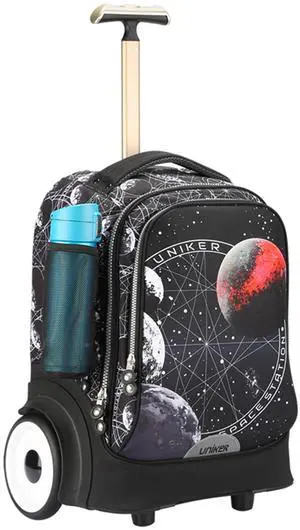 UNIKER Rolling Bag with Wheels, 40L Water Resistant Wheeled Laptop Backpack, Silent Wheel Travel Backpack for Women Men, T5- Space Station