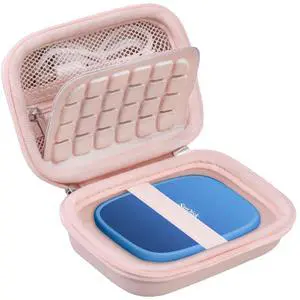 BOVKE Travel Case for SanDisk Creator Phone SSD 2TB 1TB External Solid State Drives, SanDisk Creator Protective Storage Carrying Bag with Mesh Pocket for Cables, Accessories, Pink