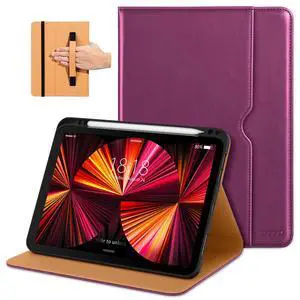 DTTO Case for iPad Pro 11 Inch 4th / 3rd / 2nd / 1st Generation 2022/2021/2020/2018,Premium PU Leather Folio Stand Cover with Hand Strap, Auto Wake/Sleep,Multiple Viewing Angles, Purple
