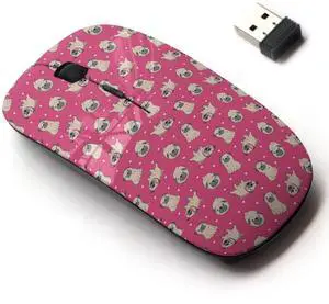 CJCBROES 2.4G Wireless Mouse with Cute Pattern Design for All Laptops and Desktops with Nano Receiver - Pugs