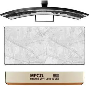 MPCO. Real Tree Large Gaming Desk Pad - 36" x 17" Duraglyde Fabric Edge Snow White  Without Logo Desk Mats - Non-Slip, Washable, Smooth Glide for Precision Gaming & Work