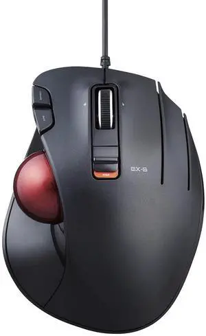 ELECOM EX-G Wired Trackball Mouse, Ergonomic Thumb Control, Smooth Tracking Roller Ball, 5 Programmable Buttons, Tilt Scroll, Computer Mice for PC Mac
