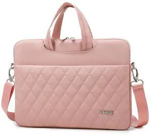 Kinmac Pink Embroider 360° Protective Laptop Shoulder Messenger Sleeve Briefcase case Bag For MacBook Pro 16 inch,LG Gram 16 inch and 15 inch-15.6 inch Laptop