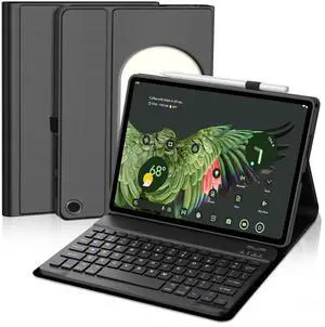 Pixel Tablet 11 Inch Case with Keyboard, Smart Keyboard Cover for Google Pixel Tablet 2024/2023 Release, Detachable Wireless Keypad, Protective Case Folio with Stylus Pen Holder & Speaker Dock, Black