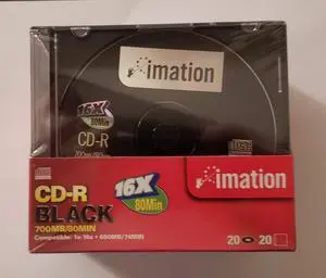 Imation 20-Pack CDR Media 16x Black with SLM Line Jewel Cases *While Supls. Last