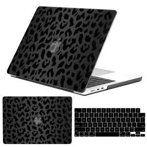 GABraden Compatible with MacBook Air 13.6 inch Case 2022-2025 Release M4 A3240 M3 A3113 M2 A2681,Sturdy Protective Laptop Hard Shell &Keyboard Cover for MacBook Air 13 inch CaseBlack Leopard Cheetah