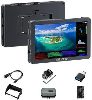 FEELWORLD 6 Inch Video Camera Field Monitor,4k HDMI Aluminium DSLR Monitor with F550 Battery and Carrying Bag, 3D LUT, Focus Assist, Histogram for Film Production T6