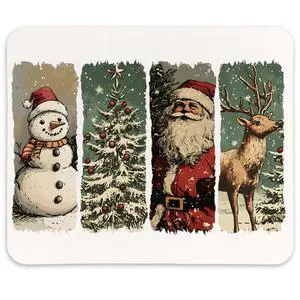 KDHTY Vintage Christmas Mouse Pad Desk Decor,Christmas Desk Decorations Pine Tree Decor Mouse Pad,Winter Holiday Farmhouse Xmas Decorations Office Decor for Laptop Gaming Non-Slip Rubber Base