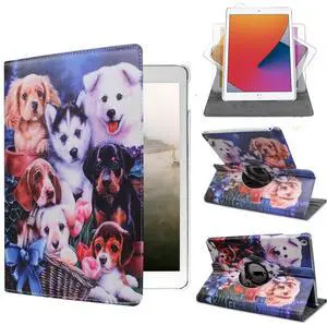 Case for ipad pro 12.9 inch 2nd & 1st Generation Old Model 2017/2015 MP6G2LL/A MQDA2LL/A MPLL2LL/A ML0F2LL/A ML3K2LL/A ML0N2LL/A ML0R2LL/A with Rotating Stand Auto Sleep/Wake ((Dog)
