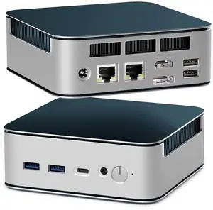 Getorli Mini PC, Dual LAN AMD R5 7430U(Max 4.3GHz), Mini Computers 32GB DDR4 RAM 1TB SSD, Mini Desktop Computer 4K 60Hz Displays/HDMI/Type-C/USB Ports/RJ45/WiFi 6/BT5.0 for Home/Office/Casual Games