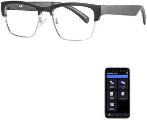 Meagtlva AI Smart Glasses with Real-Time Translation for 164 Languages,Bluetooth 5.4 Translate Glasses for Men Women,Blue Light Blocking,Hand-Free for Travel & Business (AI Translate-Silver)