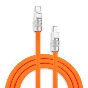 chubbycable Chubby 2.0 Fast Charging Cable Durable Soft Silicone USB C Cable 240W Extra Thick Charger Cord Compatible with iPhone 17-15 Series iPad, Orange, Type-C to Type-C, 8.2FT