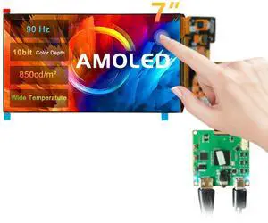 wisecoco AMOLED Display 7 Inch FHD 90Hz High Refresh Rate 850 Nits High Brightness IPS Touch Panel for Raspberry Pi Laptop Camera Switch PS4/5 Gaming Display DIY Screen