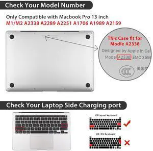 HOHAIYOO Compatible with MacBook Pro 13 inch Case M2 2024 2023 2022-2016 A2338 M1 A2251 A2289 A2159 A1989 A1706, Plastic Hard Shell Case & Keyboard Cover & Screen Protector & Webcam Cover, Bows